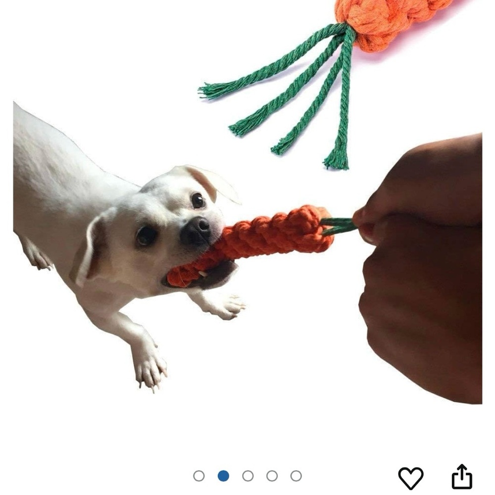 🥕 3 Orange Carrot Cotton Rope Dog Toys - Picture 3 of 8
